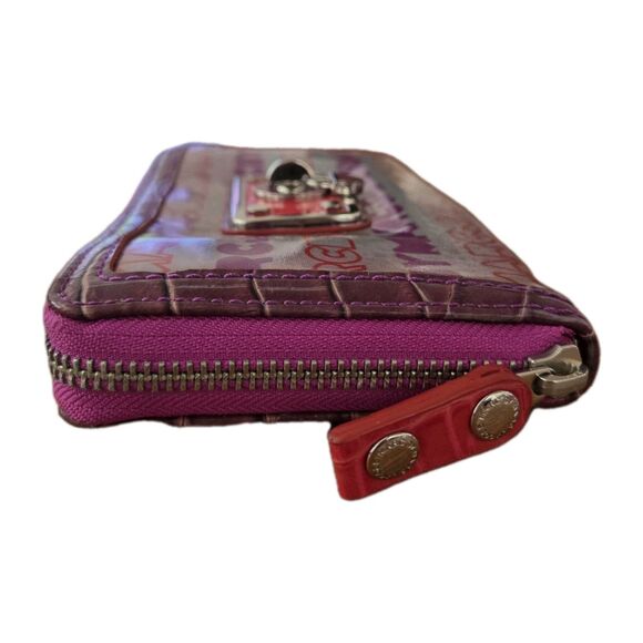 Marc by Marc Jacobs Continental Zip Around Wallet with Logo Lock Purple Red - Picture 4 of 13